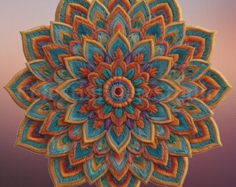Faux Embroidery Mandala Print | Sacred Geometry Zen Art (Digital Download)