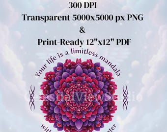 Colorful Mandala Design | Sacred Geometry PNG, PDF (Digital Download)