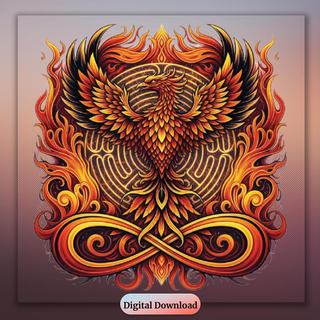 Phoenix Rising Firebird Sublimation Design, Mythical Fire Bird for Wall ...