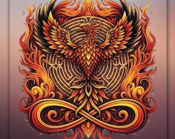 Phoenix Rising Firebird Sublimation Design, Mythical Fire Bird for Wall Art, T-Shirt, Home Decor, Crafts, POD - 300 dpi PNG + Printable PDF