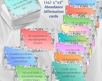 24 Financial Abundance & Wealth Mindset Deck, Manifestation Affirmation Cards, Daily Motivation for Entrepreneurs, DIGITAL DOWNLOAD, PDF