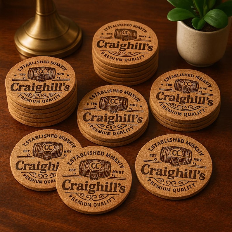 Personalized Cork Coasters: Your Design Custom Laser Engraved - Etsy
