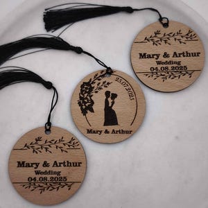 Engraved Wedding Magnet Set: Personalized Rustic Guest Favor