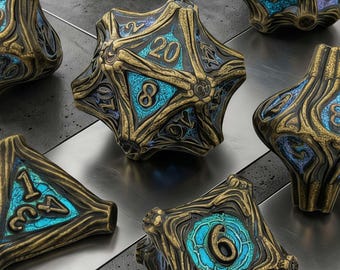 Cthulhu Wooden Dice Set: Carved Polyhedral RPG Dice for D&D Tabletop Gaming