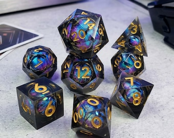 Dragon Eye Resin Dice Set, Handmade Sharp Edge Polyhedral RPG Dice