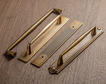 Antique Brass Zinc Alloy Cabinet Handle with Backplate/Champagne Bronze drawer pulls handles