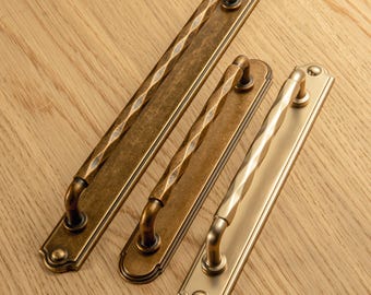 Antique Brass Cabinet Pulls with Twisted Wave Design