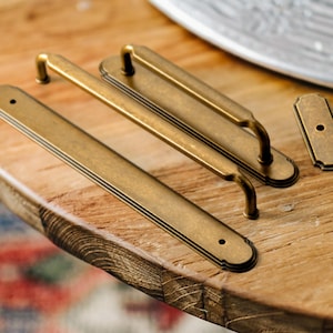 Antique Brass Cabinet Pulls with Backplate, Zinc Alloy Handles