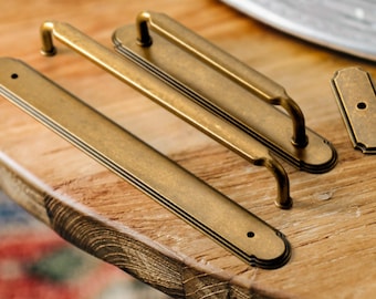 Antique Brass Cabinet Pulls with Backplate, Zinc Alloy Handles