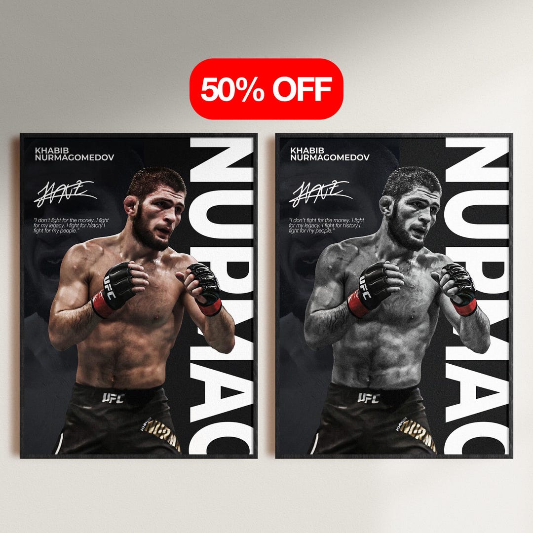 Khabib Nurmagomedov Poster UFC Lightweight Champion Wall Art MMA Khabib Nurmagomedov Poster UFC Lightweight Champion Wall Art MMA