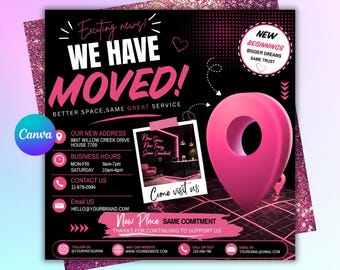 We Have Moved Flyer Template New Location Announcement Flyer Design Canva Editable Business Flyer DIY Relocating Flyer Digital Download