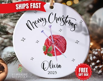 Personalized Knitting Ornament, Knitter Christmas Gift Ideas, Knitting Keepsake Ornament, Christmas Gift For Knitter, Knitting Xmas Gift