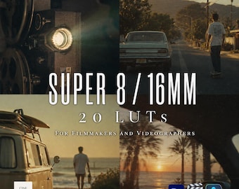 20 Super 8 / 16mm LUTs – Cinematic Color Grading for Filmmakers (Digital Download)