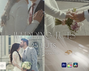 Pacote de LUTs para Casamento (25 LUTs) – LUTs cinematográficas para casamentos, ideais para videógrafos e cineastas | 25 LUTs para Premiere Pro, Final Cut e DaVinci Resolve