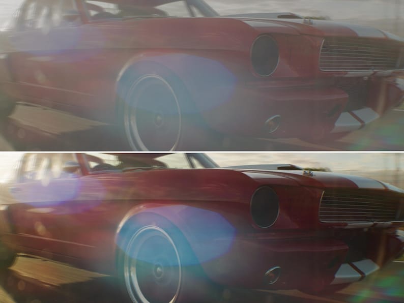 Puede incluir: Un coche deportivo rojo cl&aacute;sico con rayas blancas se captura en movimiento. El coche presenta faros redondos y una carrocer&iacute;a aerodin&aacute;mica. La imagen transmite velocidad y potencia, con un fondo borroso que sugiere movimiento r&aacute;pido.