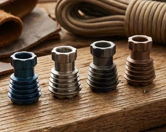 Juego de cuentas EDC de titanio: Torpedo + Tubo - Cuentas de cordón de titanio TC4 de grado 5 para cuchillos y proyectos de paracord - Juego de 2 unidades de equipo táctico