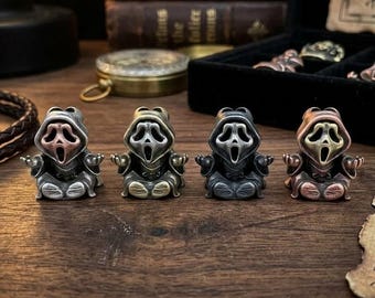 Cuenta de paracord EDC Monje Gritón de BlitzMade - Cuenta de segador con capucha para cordón de cuchillo y llavero - Accesorio de terror de latón hecho a mano - Agujero de 6 mm