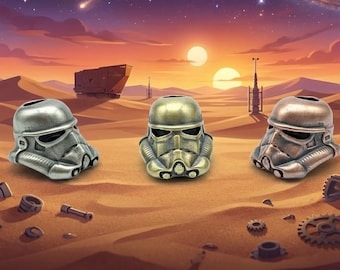 Cuenta de casco de soldado espacial de ciencia ficción / Abalorio de latón artesanal / Cuenta de paracord de soldado imperial para cordones de cuchillos y pulseras