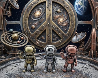 Cuenta de paracord con símbolo de la paz y astronauta, dije de astronauta para cordón EDC, accesorio para llavero con cuenta de cuchillo, joyería DIY con agujero grande de 6 mm, regalo de ciencia ficción