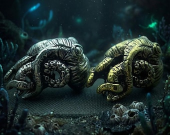 Cuenta de paracord de pulpo Kraken, cordón de cefalópodo de aguas profundas para cuchillos, accesorio EDC náutico de latón, abalorio de llavero de monstruo marino