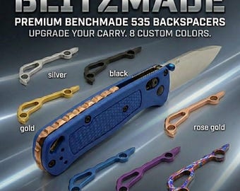 Espaciador trasero de titanio premium para Benchmade 535 Bugout / Gr5 Ti Custom Knife Mod / Actualización de espaciador EDC con engranajes