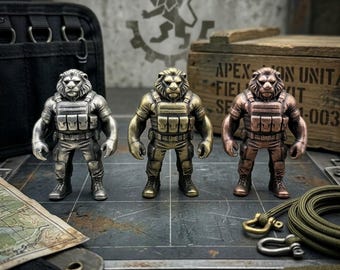 Cuenta táctica de león EDC para cordones de cuchillos y paracord - Figura de león guerrero de latón - Llavero de estilo militar - Cuenta para cordón con orificio de 6 mm