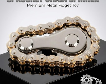 Juguete antiestrés con piñón / Spinner EDC con cadena de bicicleta industrial / Dispositivo mecánico para aliviar el estrés / Accesorio de escritorio Steampunk
