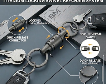 Llavero de titanio de liberación rápida, conector de llave giratorio de 360°, organizador de llavero EDC con cierre, accesorio mosquetón para llaves TC4 de alta resistencia