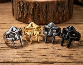Anillo de máscara MF DOOM • Anillo de gladiador para hombre y mujer • Accesorio de ropa urbana • Anillo de acero inoxidable • Regalo para fanáticos de la música
