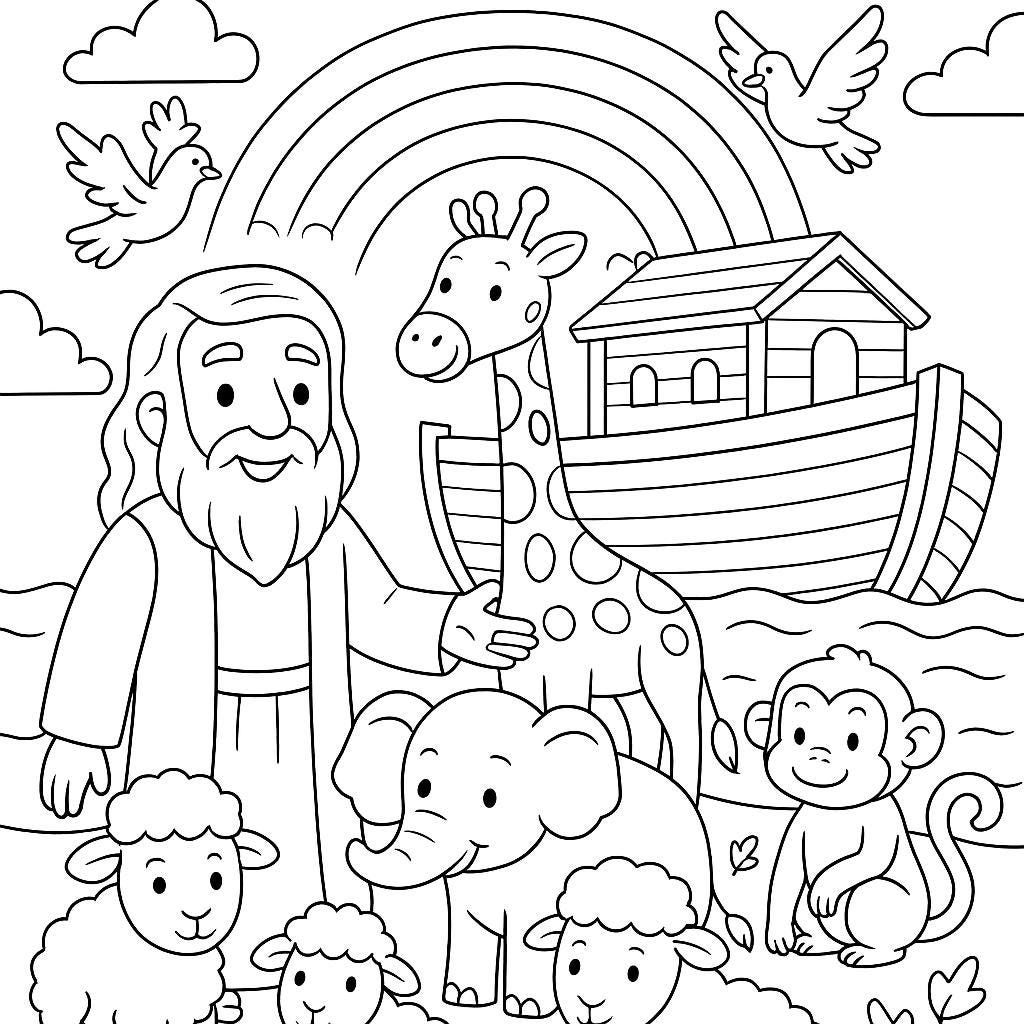 Noah's Ark Coloring Page: Bible Story Printable (PDF & PNG) - Etsy