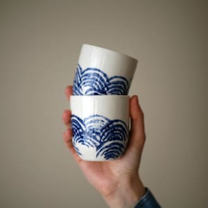 Petit café / Small coffee/ blue wave set of 2 cups