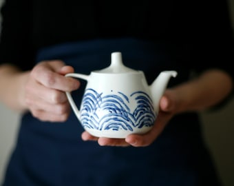 For Anna - Tea for me/ Small teapot/ blue waves/ Petite théière