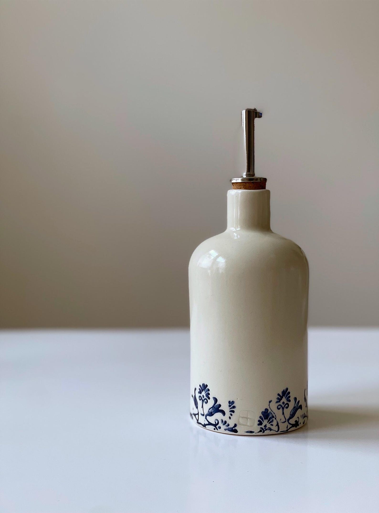 Floral trim small porcelain oil cruet