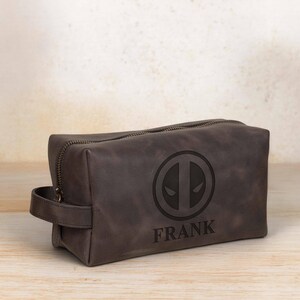 Engraved Deadpool Leather Dopp Kit, Custom X-Men Toiletry Bag, Personalized Superhero Gift, Men’s Comic Travel Organizer, Grooming Organizer image 8