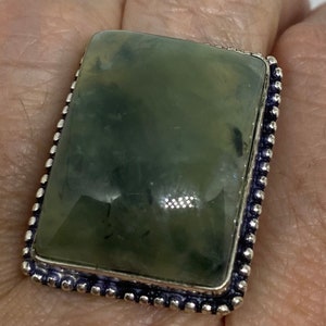 Vintage Green Nephrite Jade Ring About an Inch Long Knuckle Ring