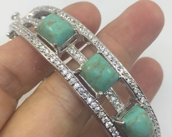 アクセサリー Vintage Silver Turquoise Bangle 925 Vintage 925 Sterling Silver Turquoise Bangle Bracelet - Etsy