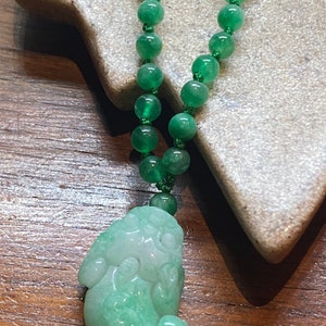 Vintage Beaded Green Jade 22 Inch Necklace