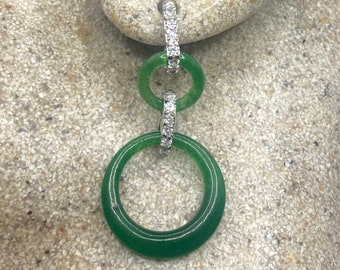 Vintage Green Jade Chandelier Sterling Silver Earrings