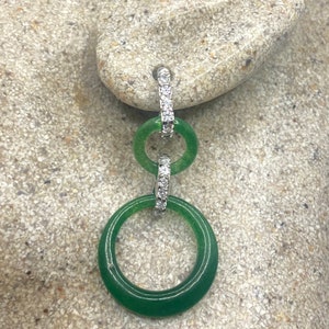 Vintage Green Jade Chandelier Sterling Silver Earrings