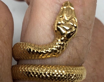 Vintage Gothic 18k Gold Finish Stainless Steel Snake Ring