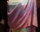 Nemesis Vintage pastel Rainbow pride Paisley Brocade Pashmina Scarf Wrap shawl