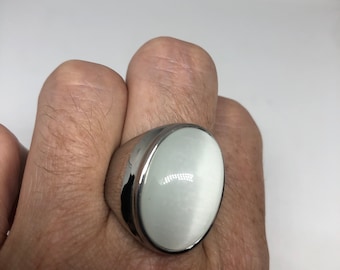 Most Beautiful 925K Sterling Silver Mens Ring With Blue Cat Eye Stone