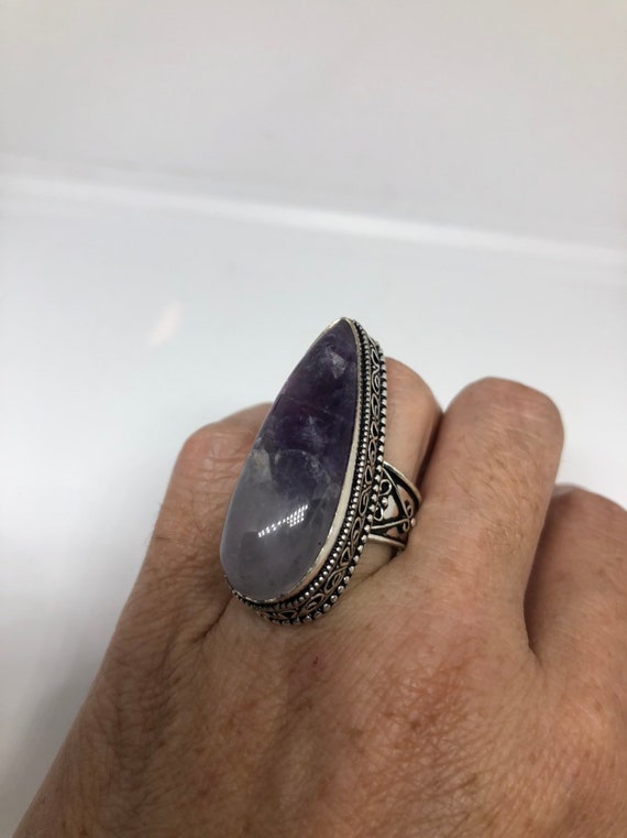 Vintage Blue Genuine Amethyst Adjustable Ring - image 6