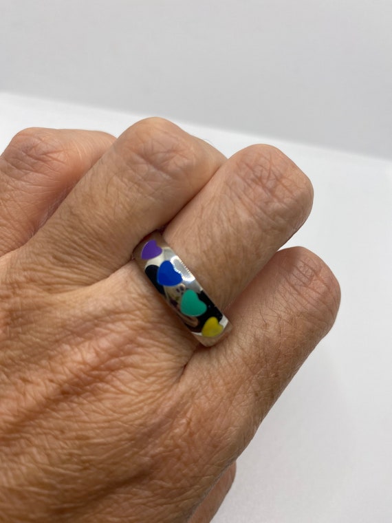 Vintage Heart Rainbow Pride Stainless Steel Band … - image 6