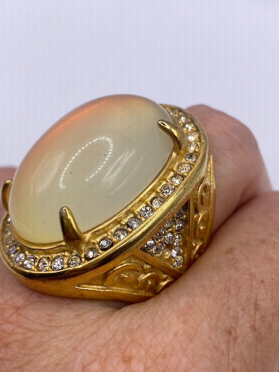 Vintage Opal Glass Cocktail Ring - image 2