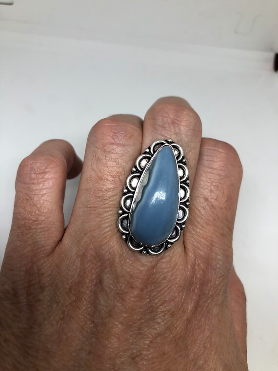 Vintage Blue Onyx Ring  Cocktail Size 8.5 - image 2