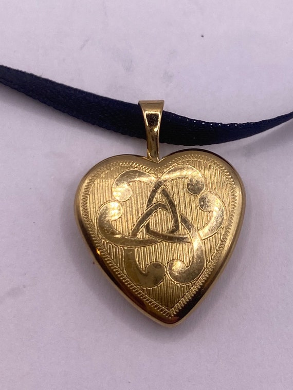 Vintage Heart Flower Locket Choker Gold Filled Ne… - image 1