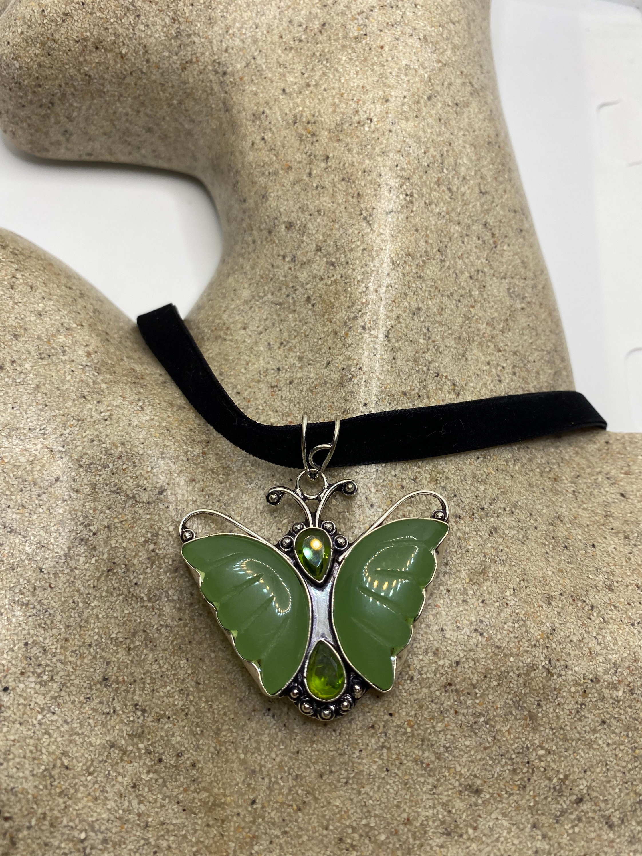 Vintage Green Chalcedony Butterfly 