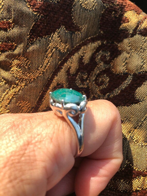 Vintage Handmade Genuine Green Emerald 925 Sterli… - image 7