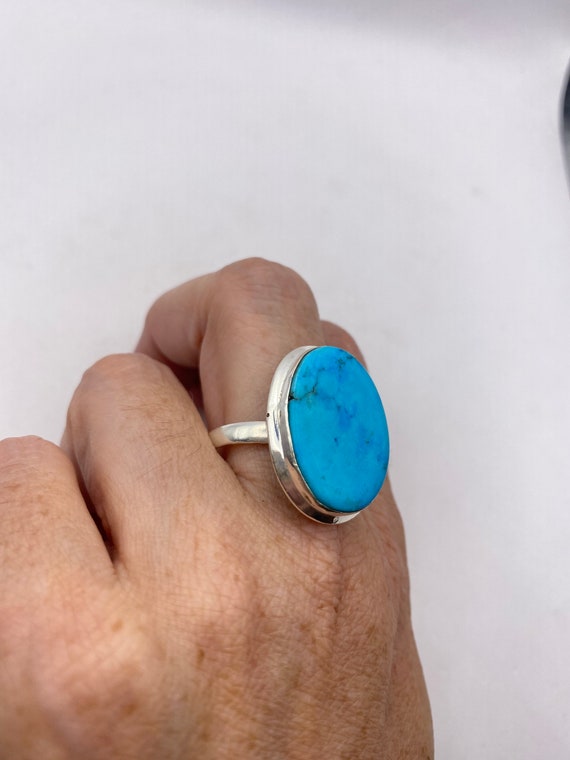 Vintage Blue Genuine Tibetan Turquoise Ring Size … - image 4